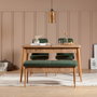 Hanah Home Vina 1070 Juego de Mesa y Sillas de Comedor Extensible, Pino Atlántico y Verde, Tablero Melamina y Lino, Patas Carpe